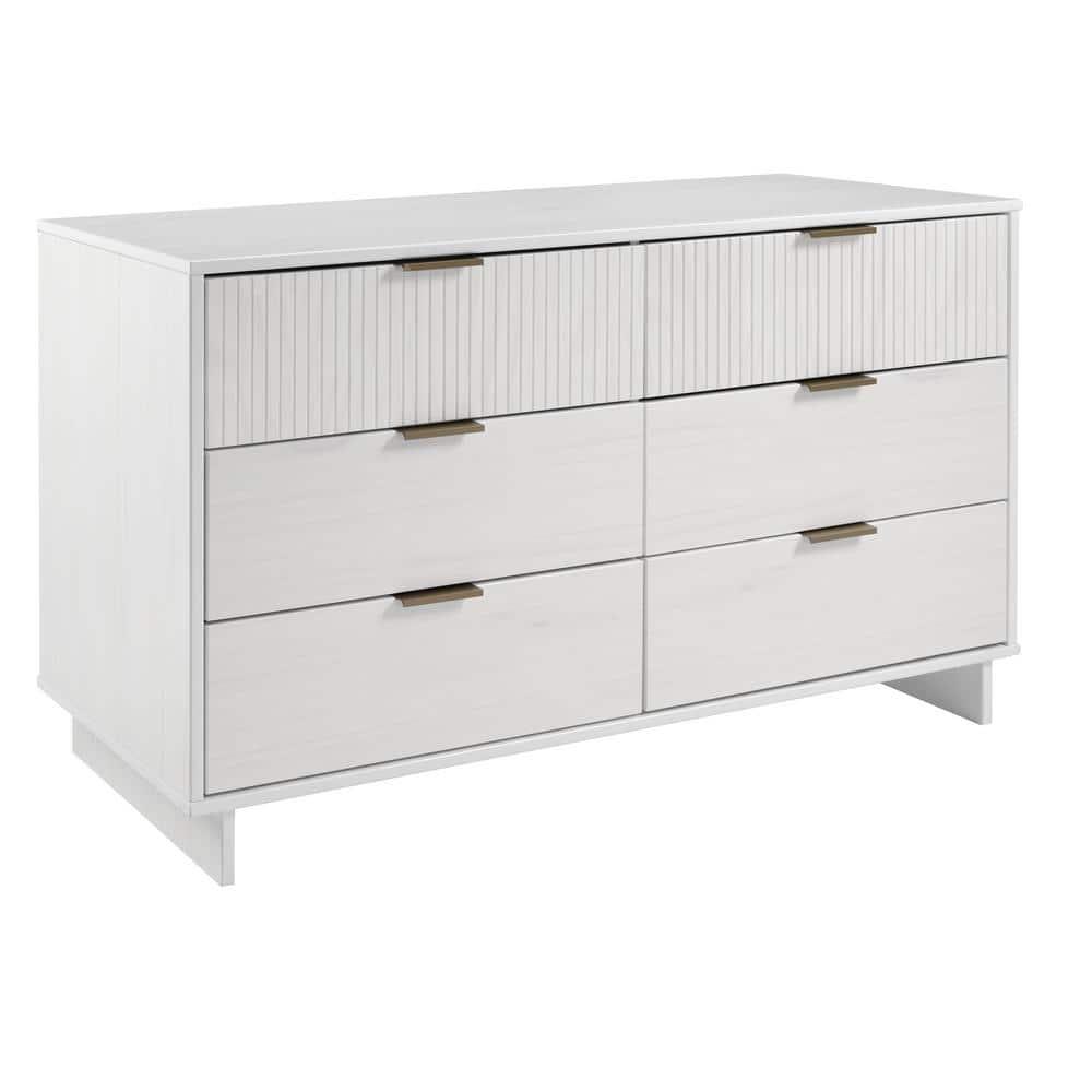 Granville Modern 6 Drawer Double Wide Dresser White - Manhattan Comfort: Bedroom Storage, Painted Wood Finish, Anti-Tip Design