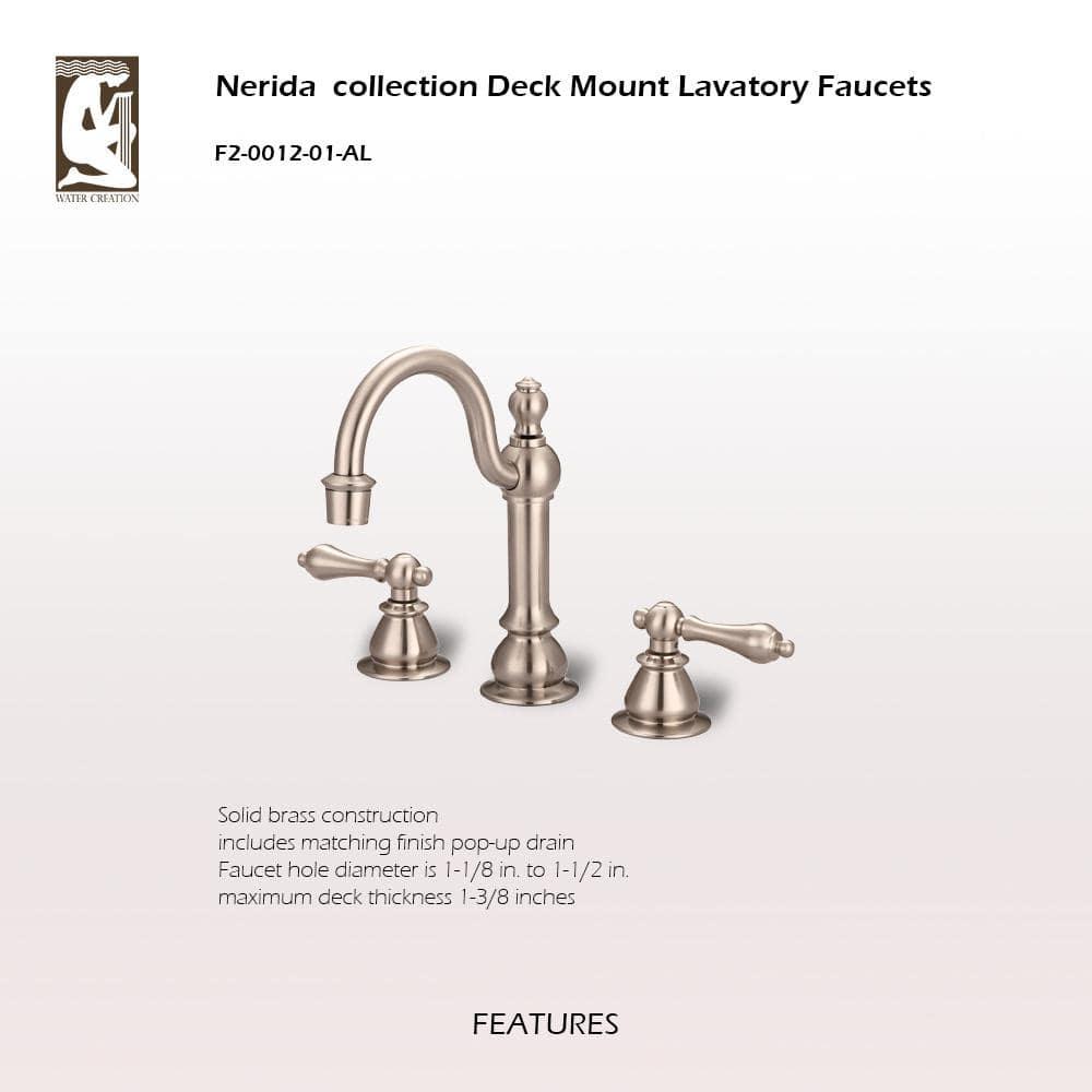 Water Creation F2-0012-01-AL American 20th Century Classic Widespread Lavatory F2-0012 Faucets - Silver & Chrome