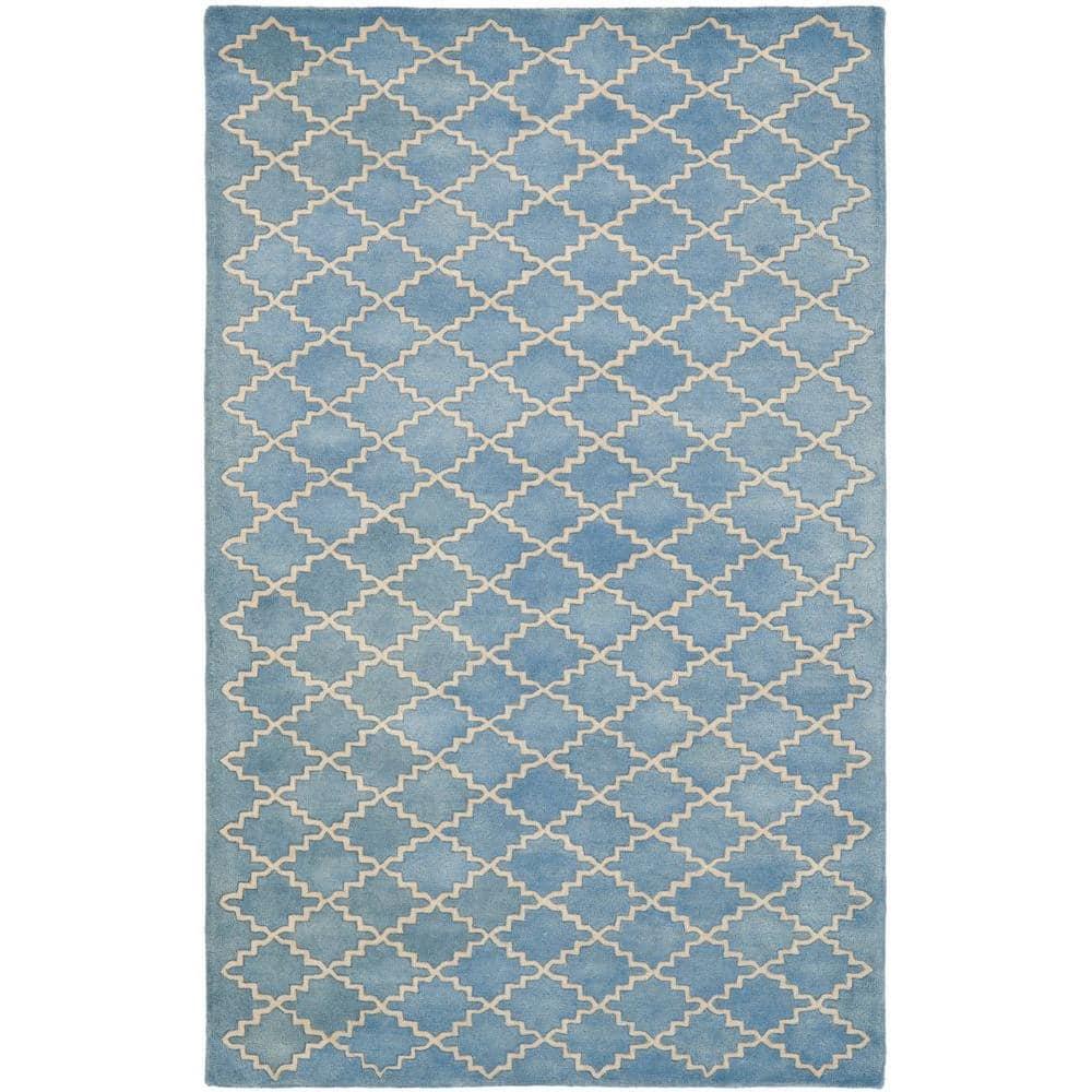 SAFAVIEH Chatham Dennis Geometric Wool Area Rug, Blue Grey, 5' x 8'