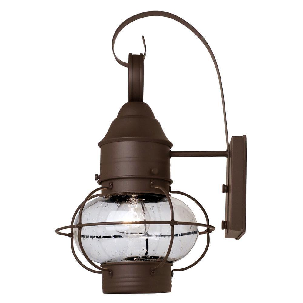 Nantucket Rustic Wall Lantern Sconce - Outdoor Lighting Fixture With Clear Seedy Glass, Durable Steel Construction, And Easy Installation