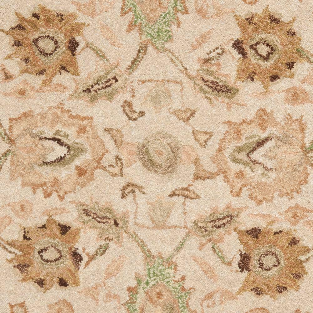 Ivory and Brown Floral Wool Handmade Tufted Rug, 3' x 5'