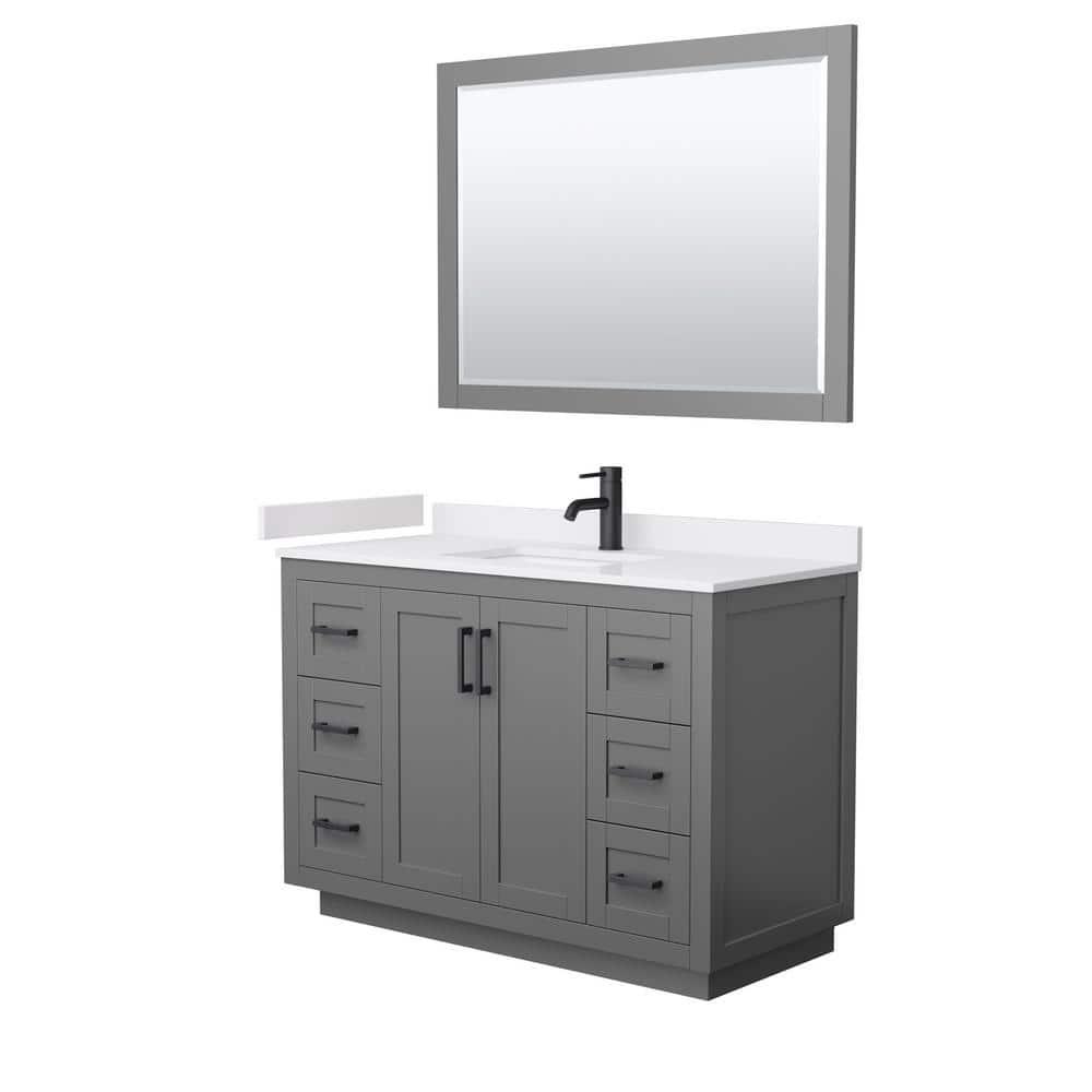 Wyndham Collection Miranda 48" Freestanding Single Bathroom Vanity with Cultured Marble Top with 46" Mirror
