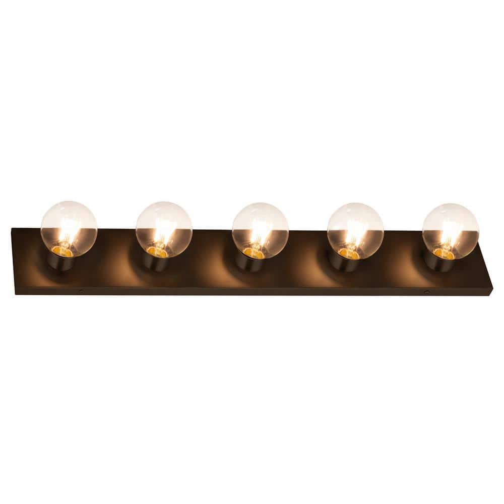 Design House 588582-BLK 5-Light Vanity Strip Light Contemporary Dimmable for Bathroom, Bedroom, Makeup Vanity, Matte Black