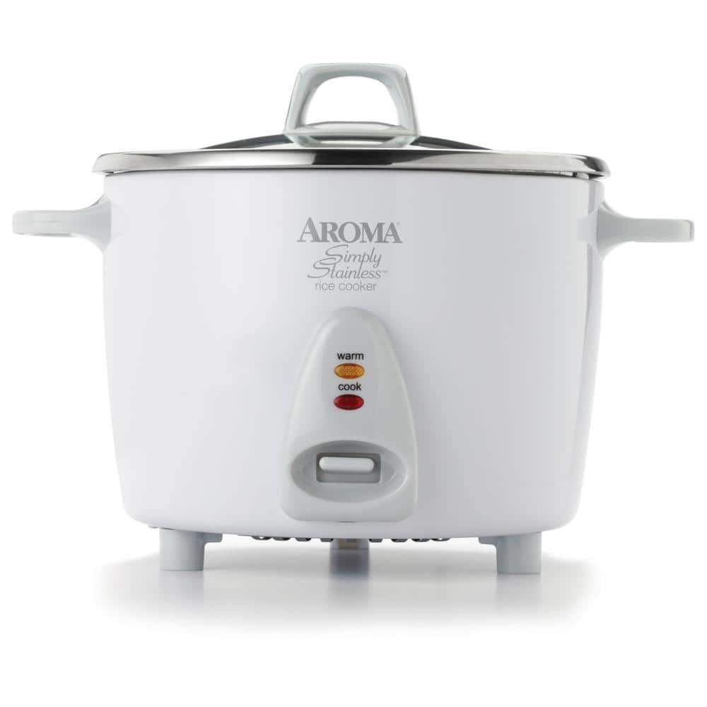 Aroma AROMA® Select Stainless® Pot Style Rice Cooker, 3-Cup (Uncooked) / 6-Cup (Cooked), Stainless Steel Inner Pot