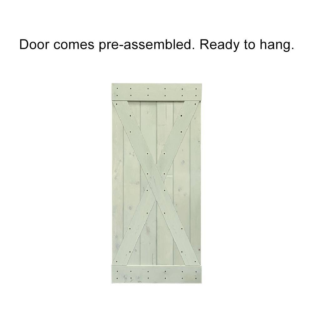 Calhome 84'' Solid Wood Barn Doors Painted without Installation Hardware Kit Barn Door