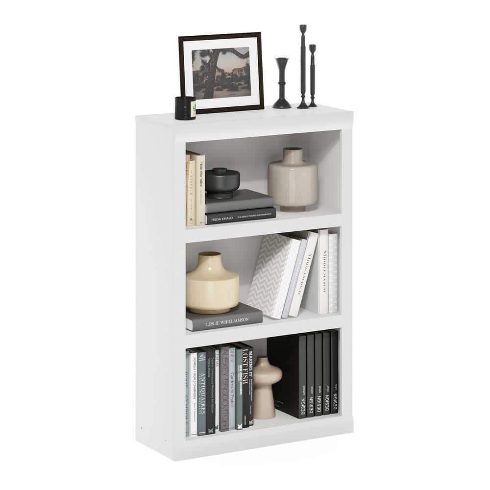 Furinno Rail 3-Tier Open Shelf Bookcase, White