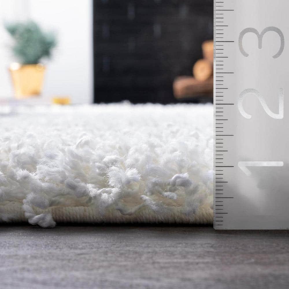 Nuloom Marleen Solid 8 Square Shag Indoor Area Rug for Living Room Bedroom Dining Room Nursery, Off White