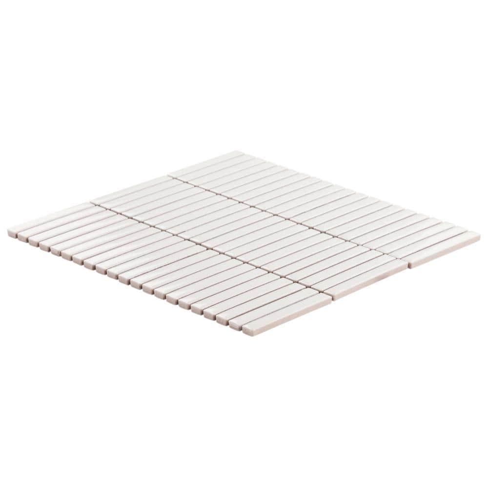 Monogram Stacked 11.19 In. X 11.9 In. Glossy Porcelain Mosaic Floor And Wall Tile (0.92 Sq. Ft. / Each)