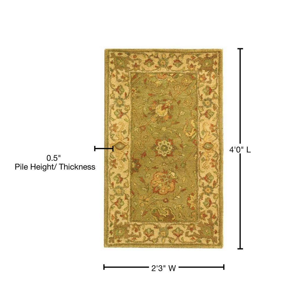 Safavieh Antiquity Dergaz 2 x 4 (ft) Tufted Wool Sage Rectangular Indoor Floral/Botanical Vintage Throw rug