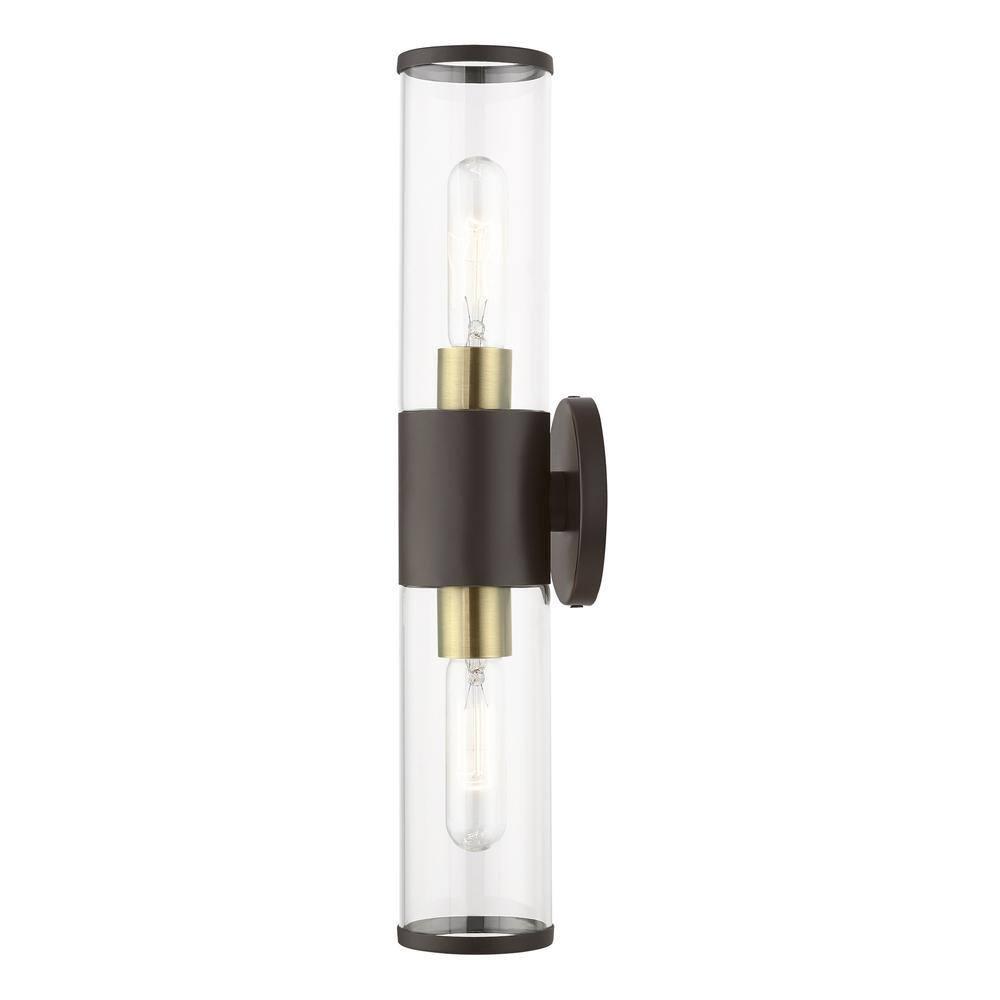 Livex Lighting Banca 2-Light Metal & Glass ADA Vanity Sconce in Bronze