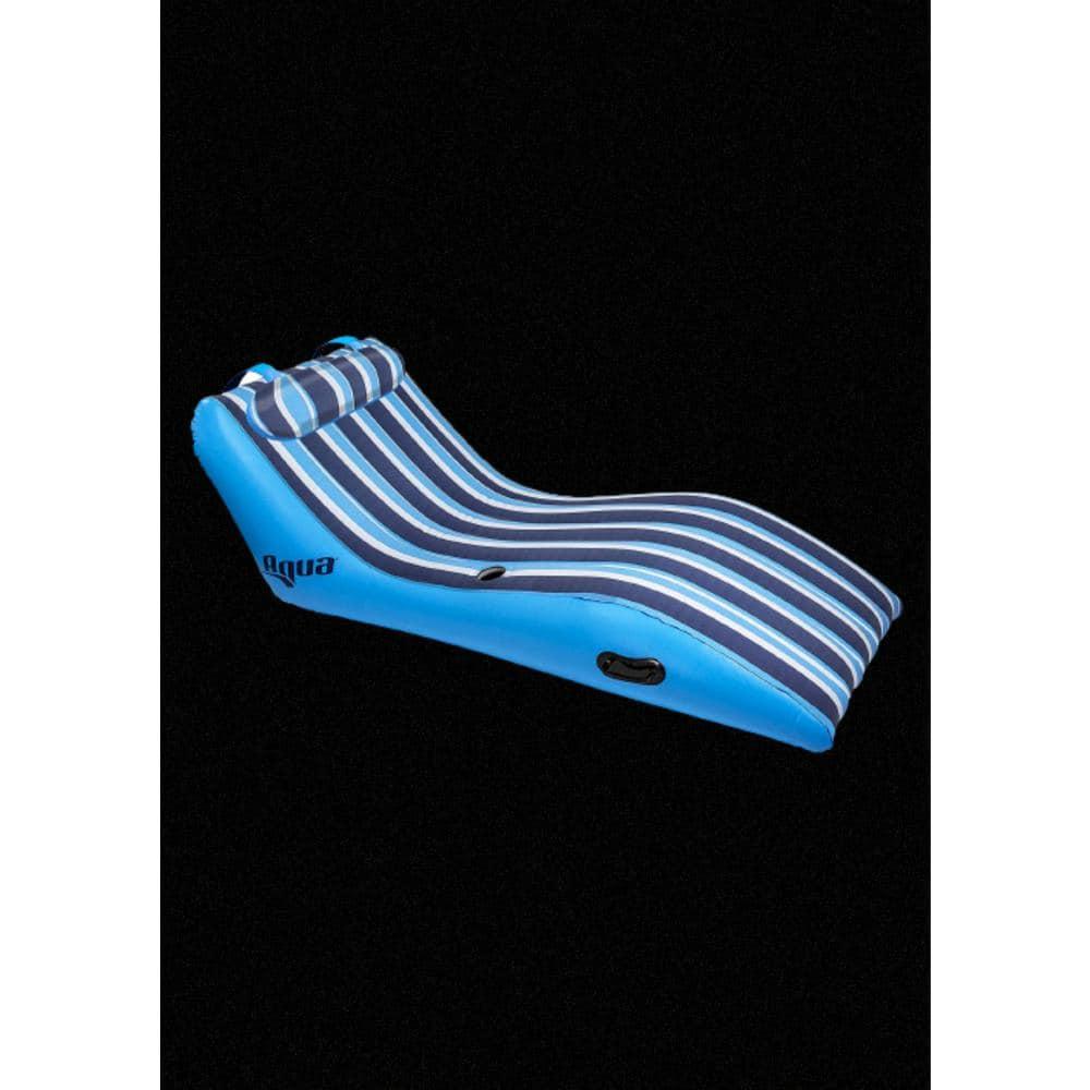 Aqua Leisure Inflatable Ultra Cushioned 1 Person Oversized Outdoor Pool and Lake Lounger Float with Adjustable Pillow Headrest