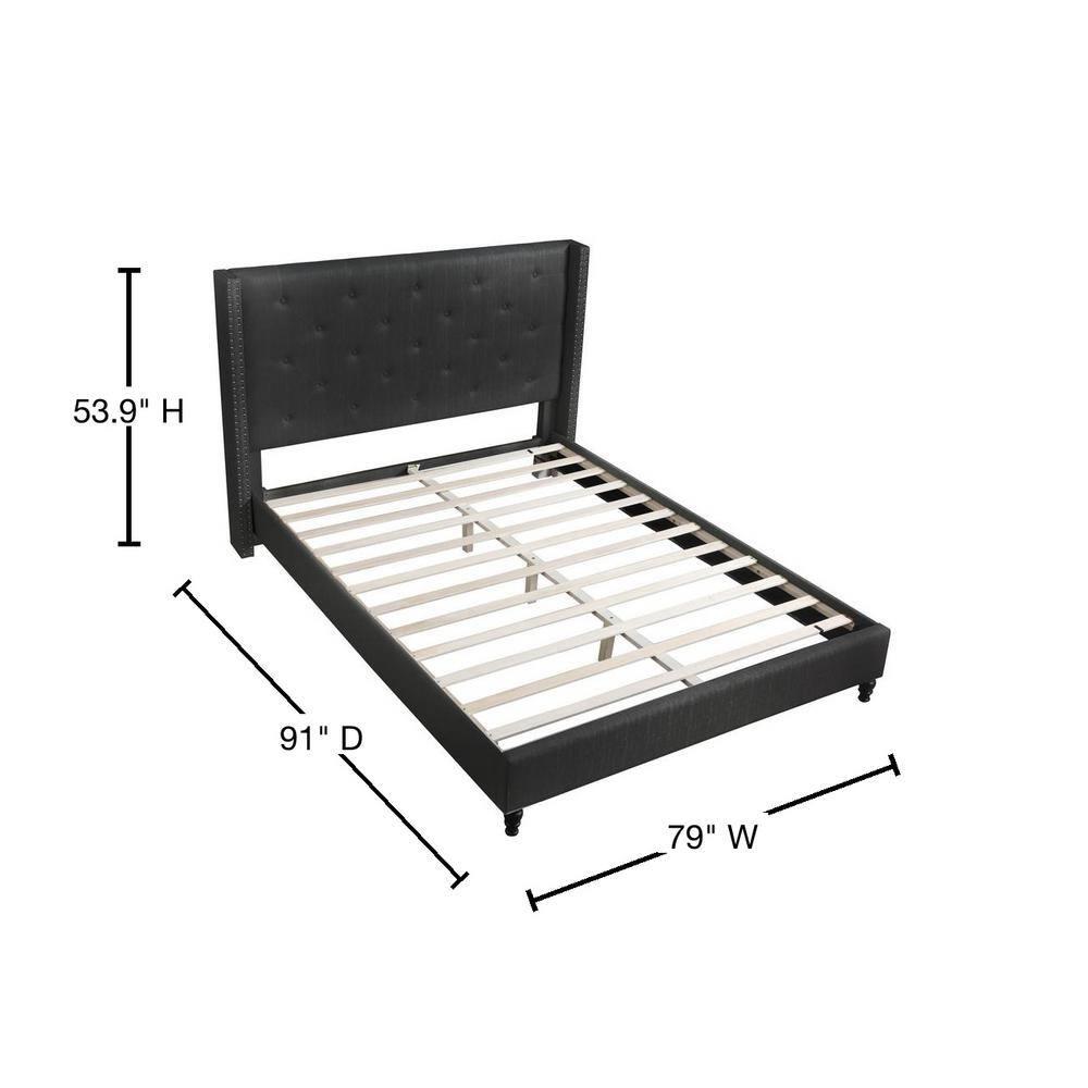 Best Master Furniture Valentina California King Size Transitional Wood Platform Bed, Black