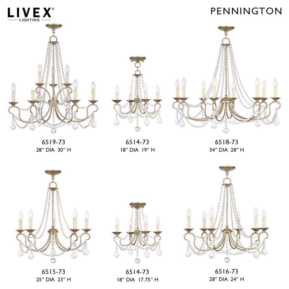 Livex Lighting Pennington 4 - Light Chandelier in  Antique Silver Leaf