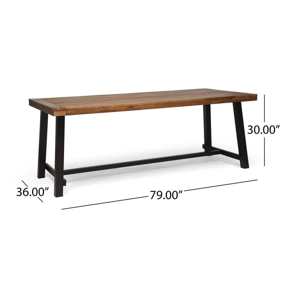 Carlisle Teak Brown Rectangular Acacia Wood Outdoor Patio Dining Table