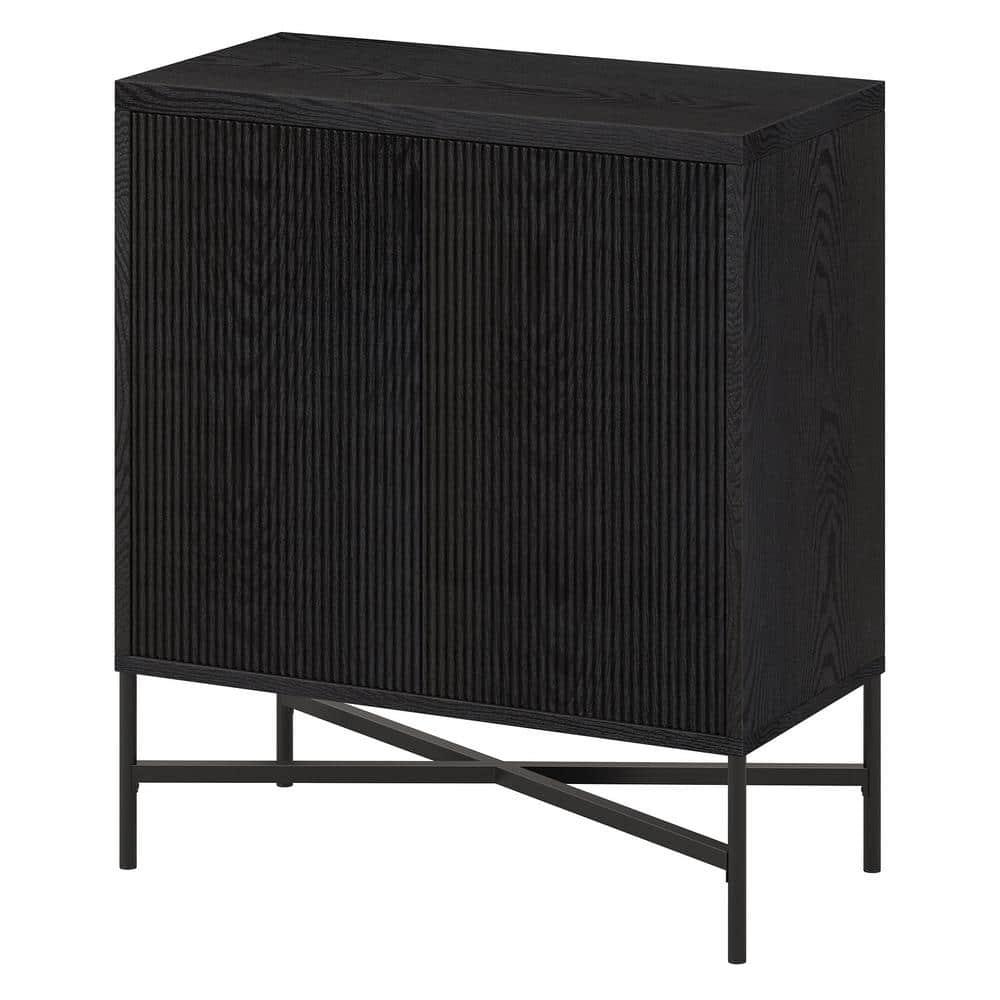 Evelyn&Zoe Brighton 28" Wide Rectangular Accent Cabinet, Black Grain