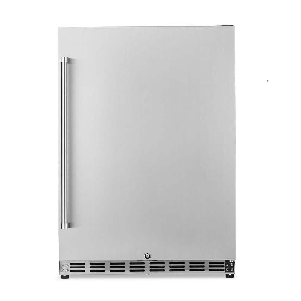 Newair 24" 5.3 Cu. Ft. Commercial Stainless Steel Built-in Beverage Refrigerator, Steel Interior, Weatherproof and Outdoor Rated, ENERGY STAR
