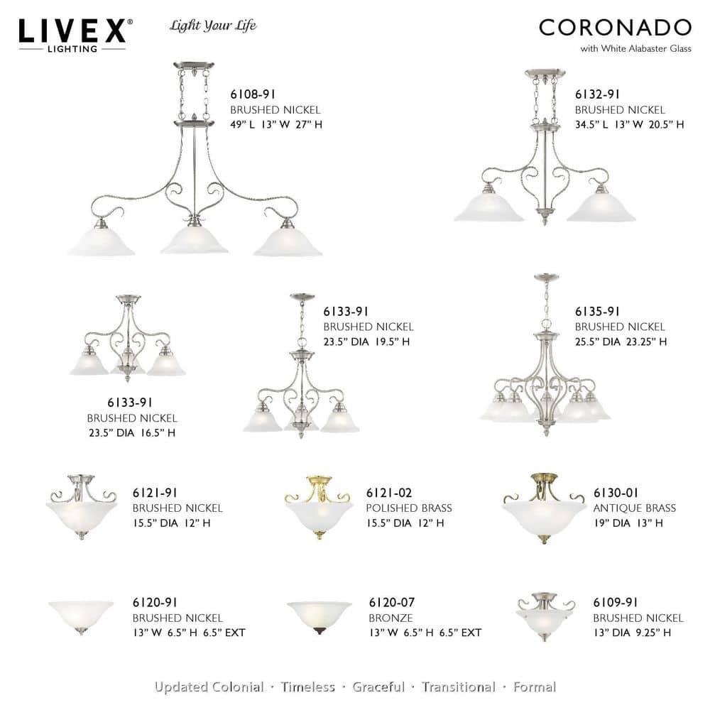 Livex Lighting Coronado 2 - Light Island Pendant Light in  Brushed Nickel