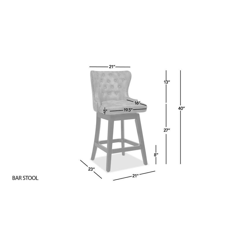 Holmes Tufted High-Back 360 Swivel Counter-Height Barstool Mid Brown