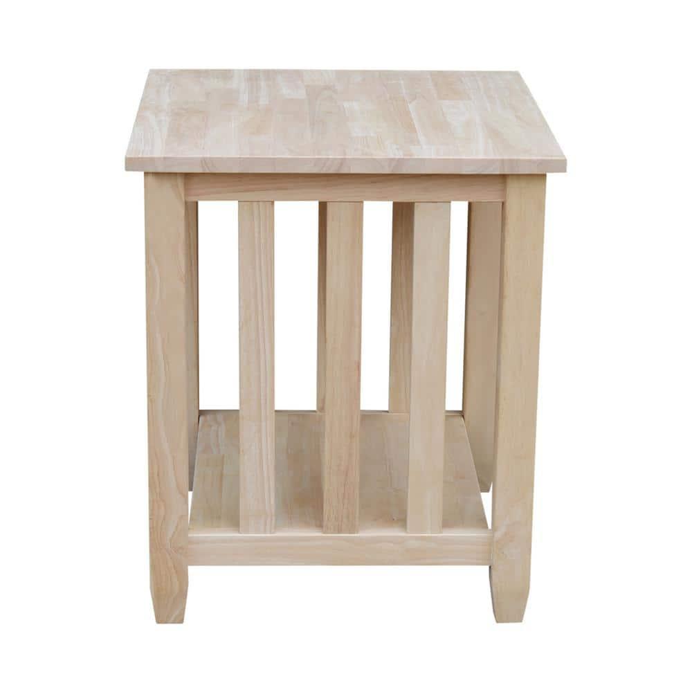 International Concepts Mission Tall End Table: Hardwood Frame, Square Shape, 25" Height, Shelf Storage