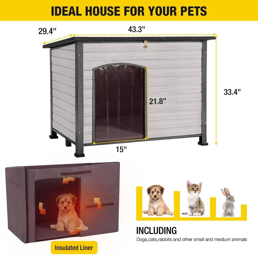 Aivituvin-AIR86-IN Large Insulated Dog House Off-White 43.3"(L) x 29.4" (W) x 33.4"(H)