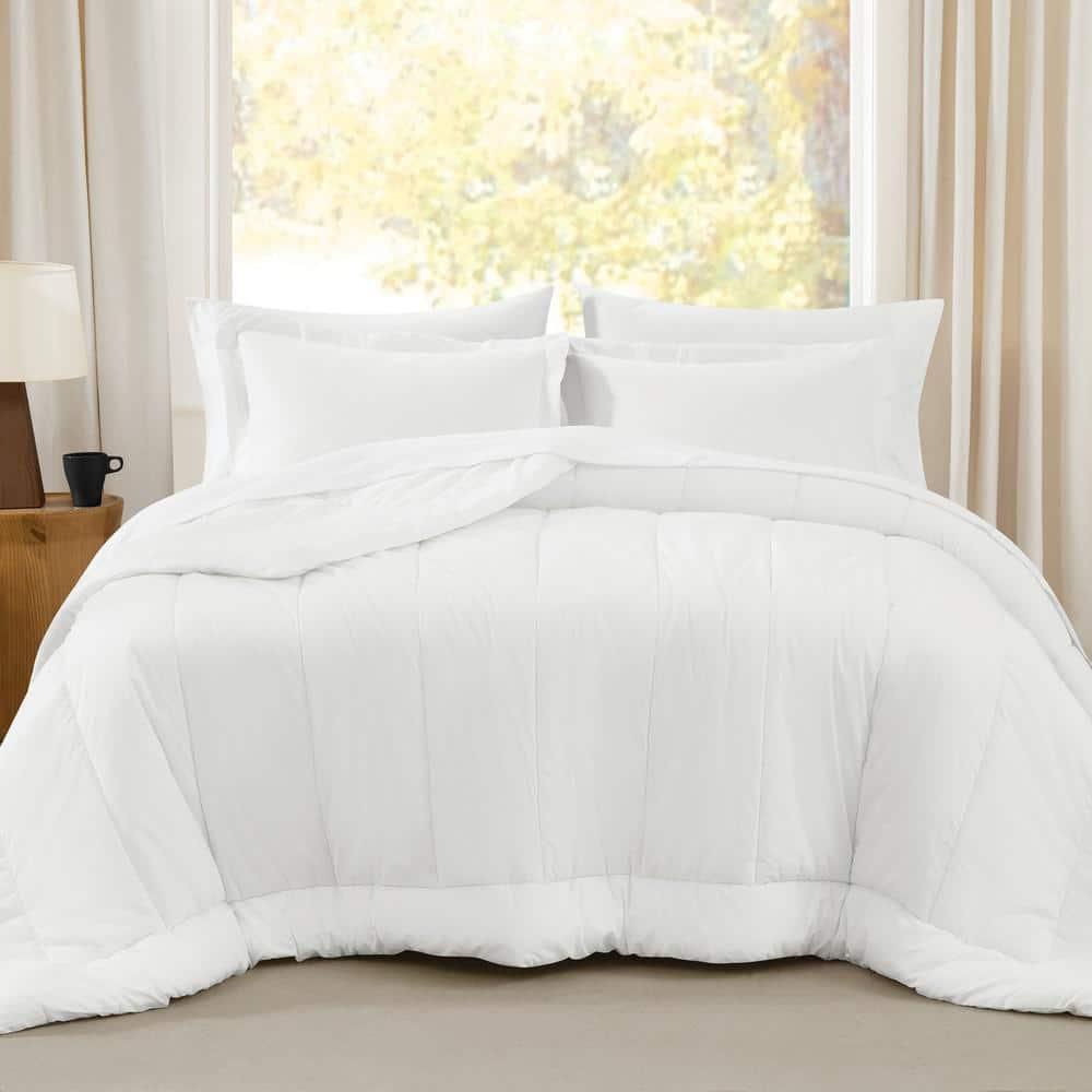 Brooklyn Loom 3pc King Oversized Percale Comforter Set White