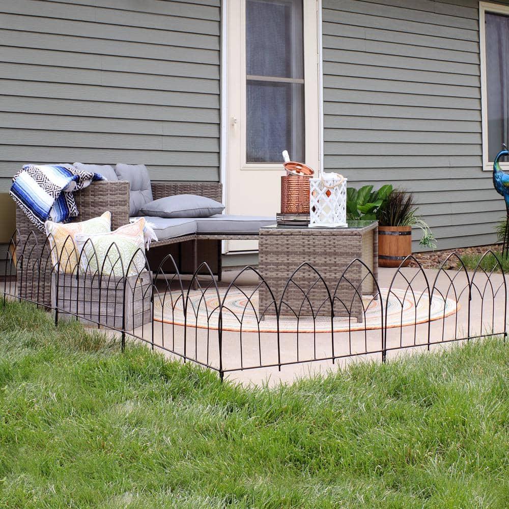 Sunnydaze Outdoor Lawn and Garden Metal Narbonne Style Decorative Border Fence Panel Set - 9' - Black - 5pk