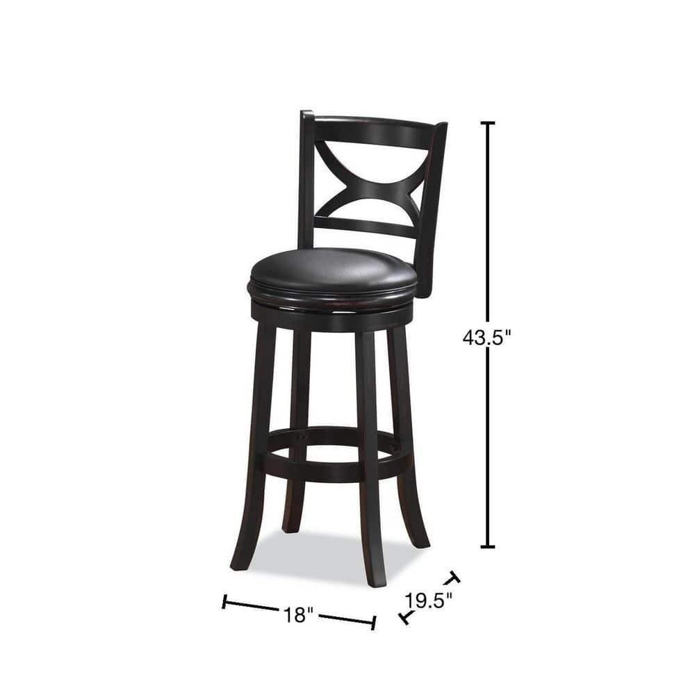29" Florence Swivel Hardwood Barstool Black - Boraam: Upholstered, High Back, Counter Height