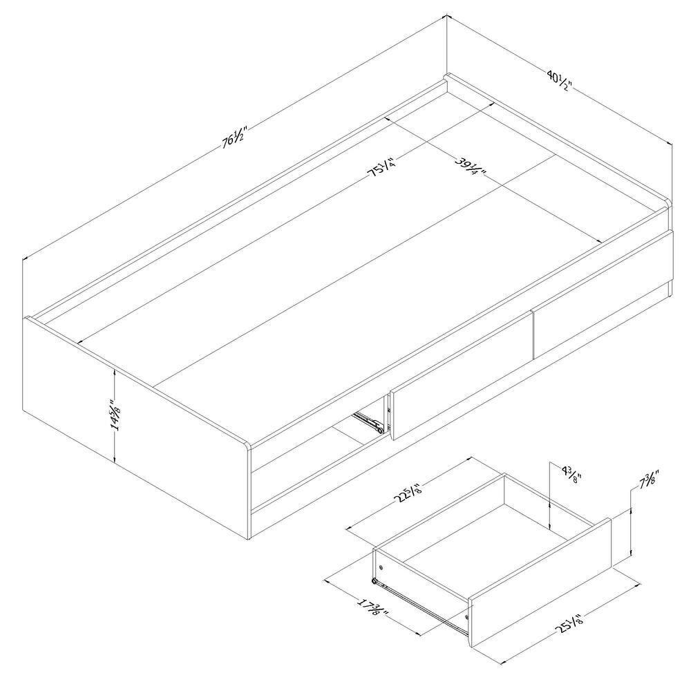 Step One Essential 3 Drawer Mate's & Captain's Standard Bed by South Shore