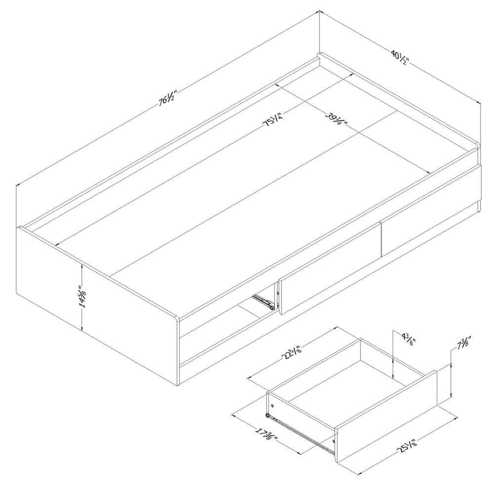Step One Essential 3 Drawer Mate's & Captain's Standard Bed by South Shore