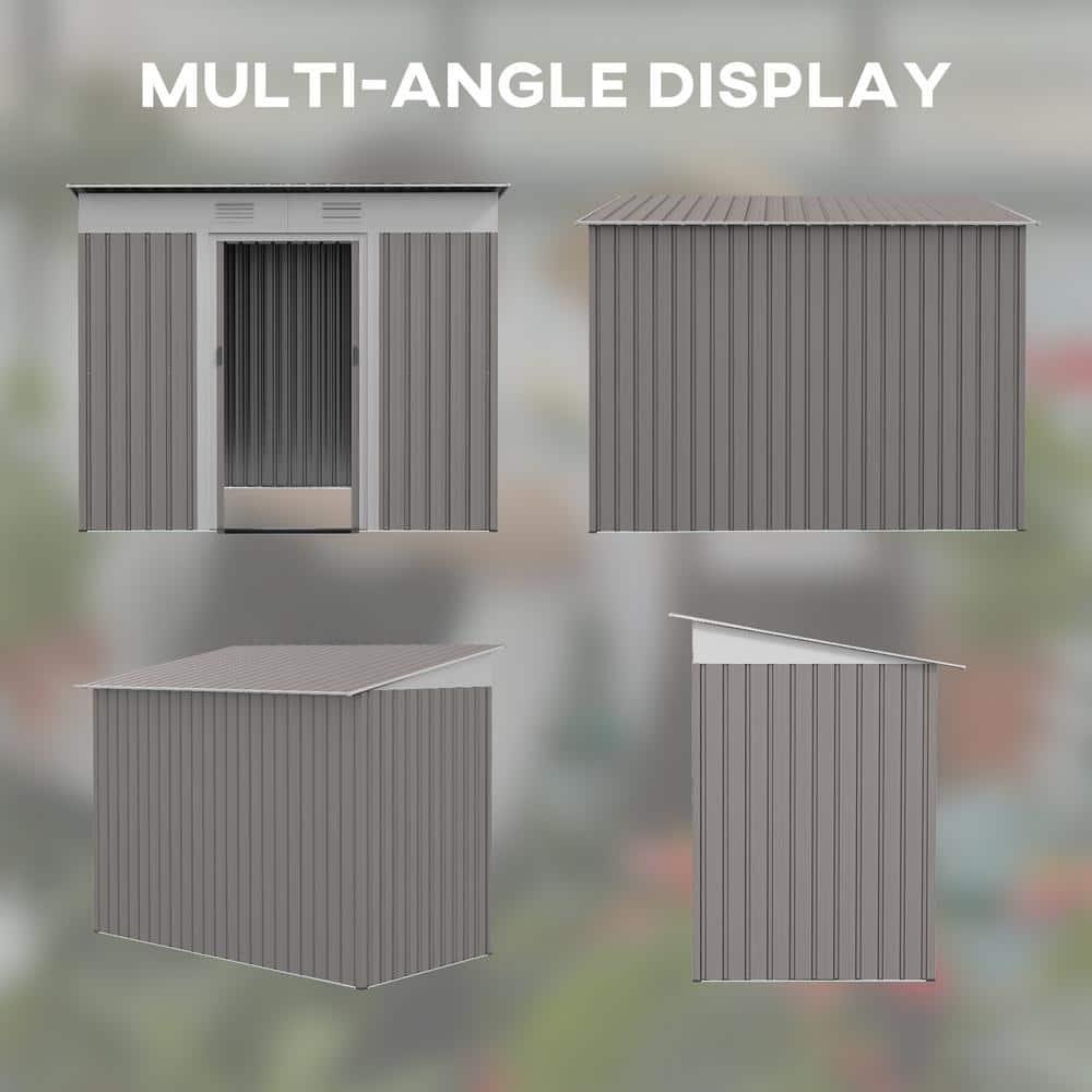 Outsunny 7' x 4' Metal Garden Shed, Backyard Tool Storage Shed with Dual Locking Doors, 2 Air Vents and Steel Frame, Light Gray