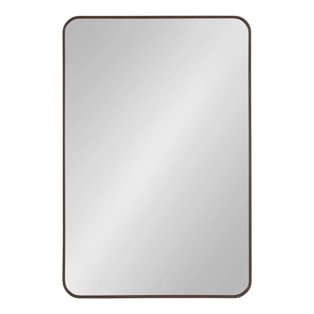 Kate and Laurel Zayda Radius Rectangle Framed Wall Mirror, 24x36, Walnut Brown