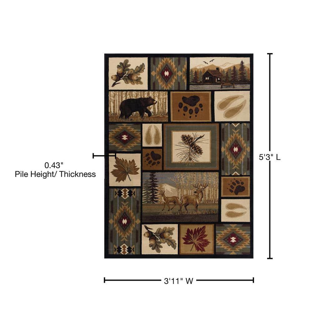 Nature Novelty 4' x 5' Multi-Color Polypropylene Indoor Area Rug