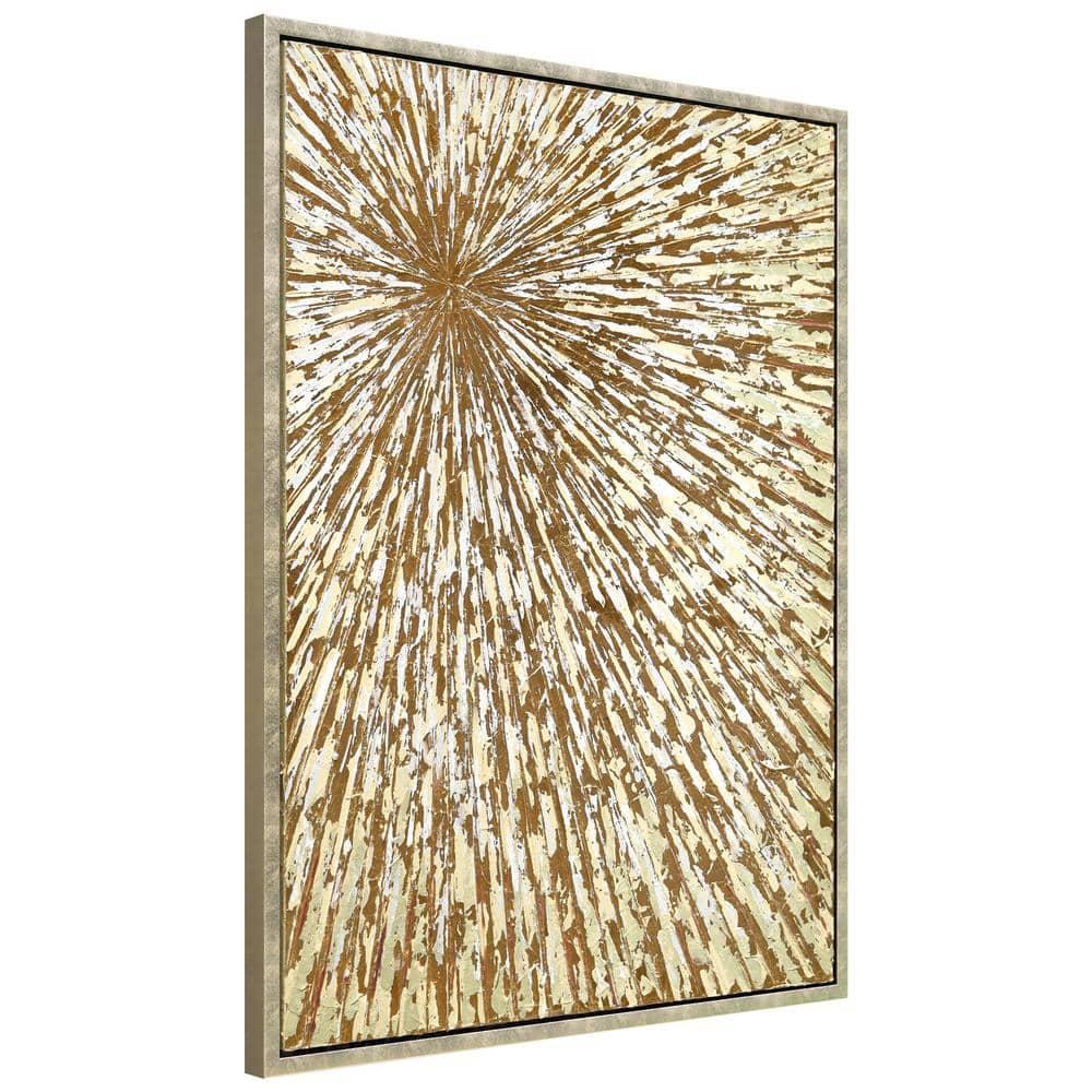 Empire Art Direct Radiant Burst Metallic Hand Painted Framed Canvas Wall Art with Gold Foil