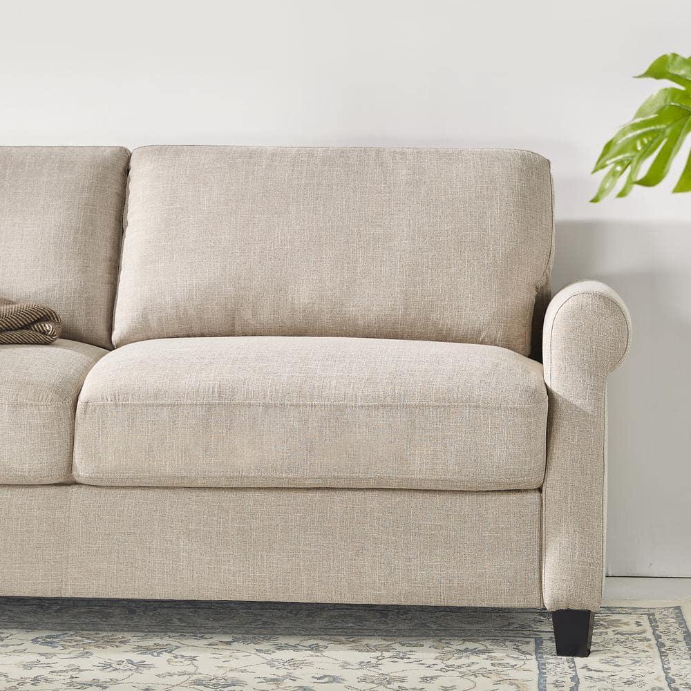 78" Josh Sofa Beige - Zinus: Easy-to-Clean, Woven Fabric, Seats Three, Tool-Free Assembly