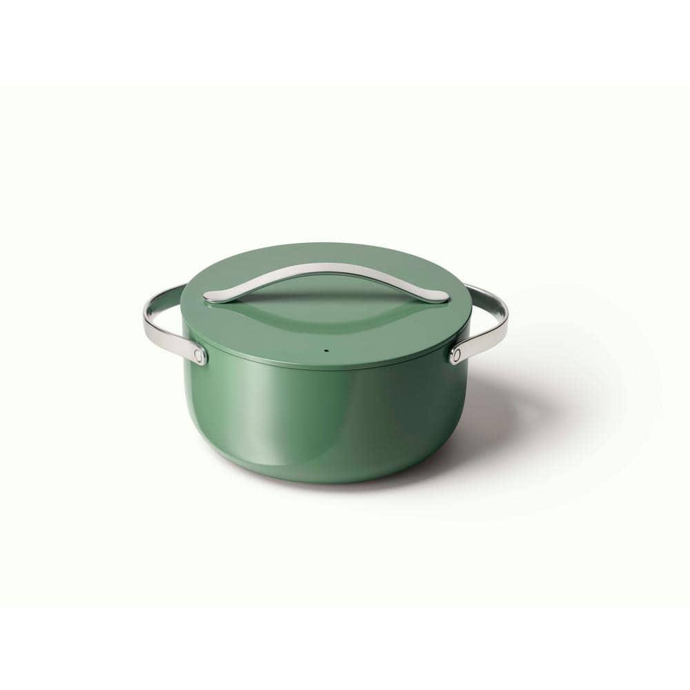 Caraway Home 6.5qt Dutch Oven with Lid Sage: Ceramic Nonstick Cookware, Stainless Steel Handle, Hand Wash