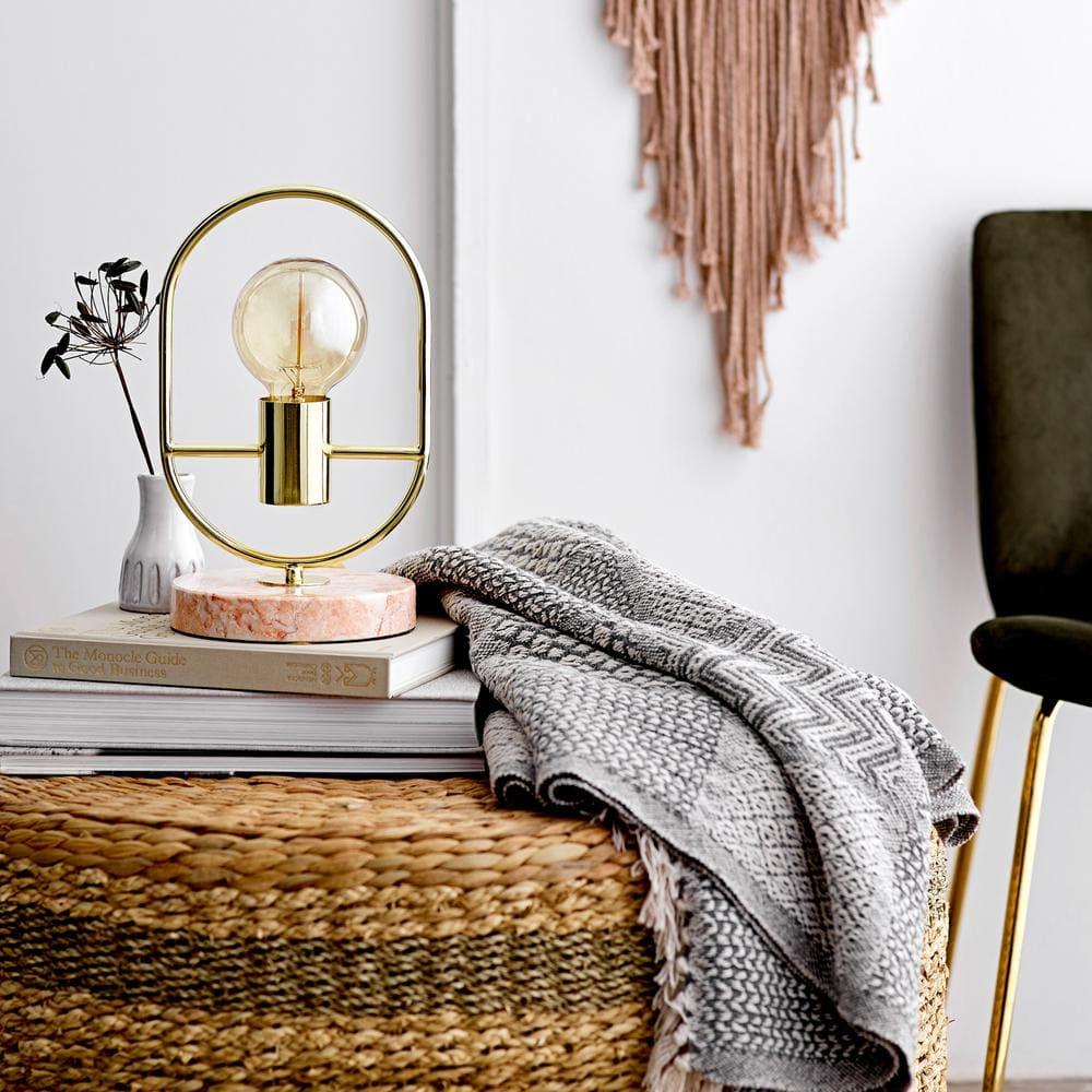 Grey Cotton Blend Knit Throw with Fringe