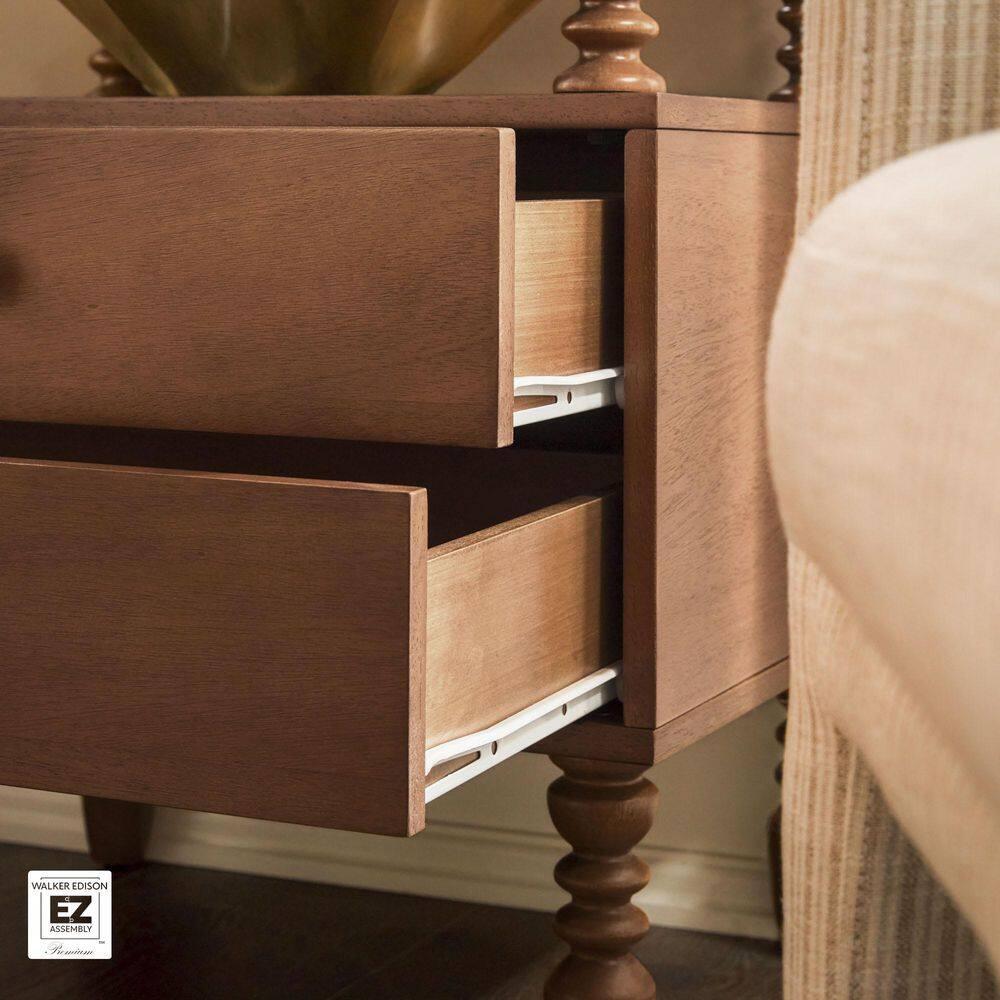 Vivienne Easy Assembly Solid Wood Spindle 2-Drawer Nightstand