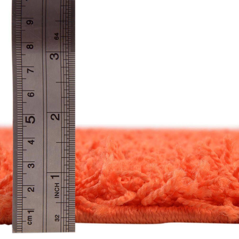 Unique Loom 4' 1 x 6' 1 Solid Shag Tiger Orange Area Rug