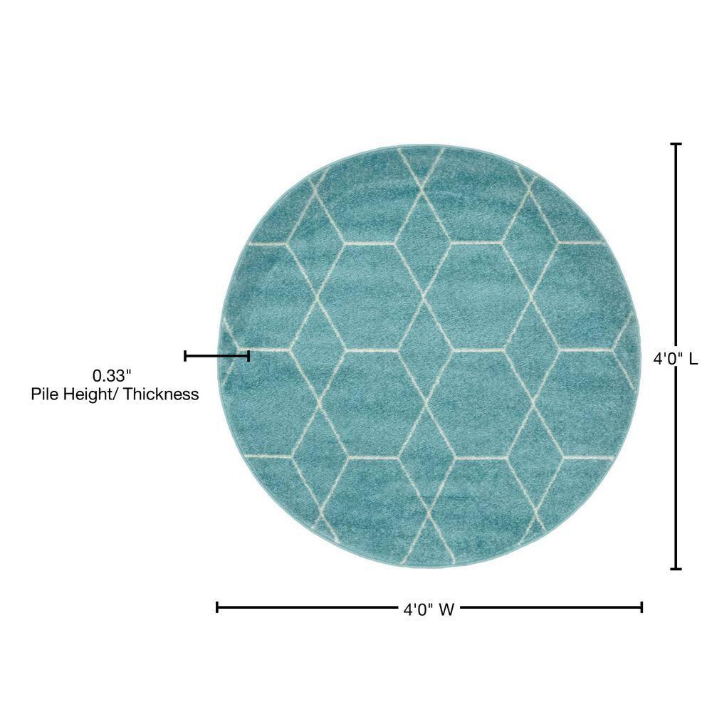 Unique Loom 4' 0 x 4' 0 Trellis Frieze Light Blue Area Rug