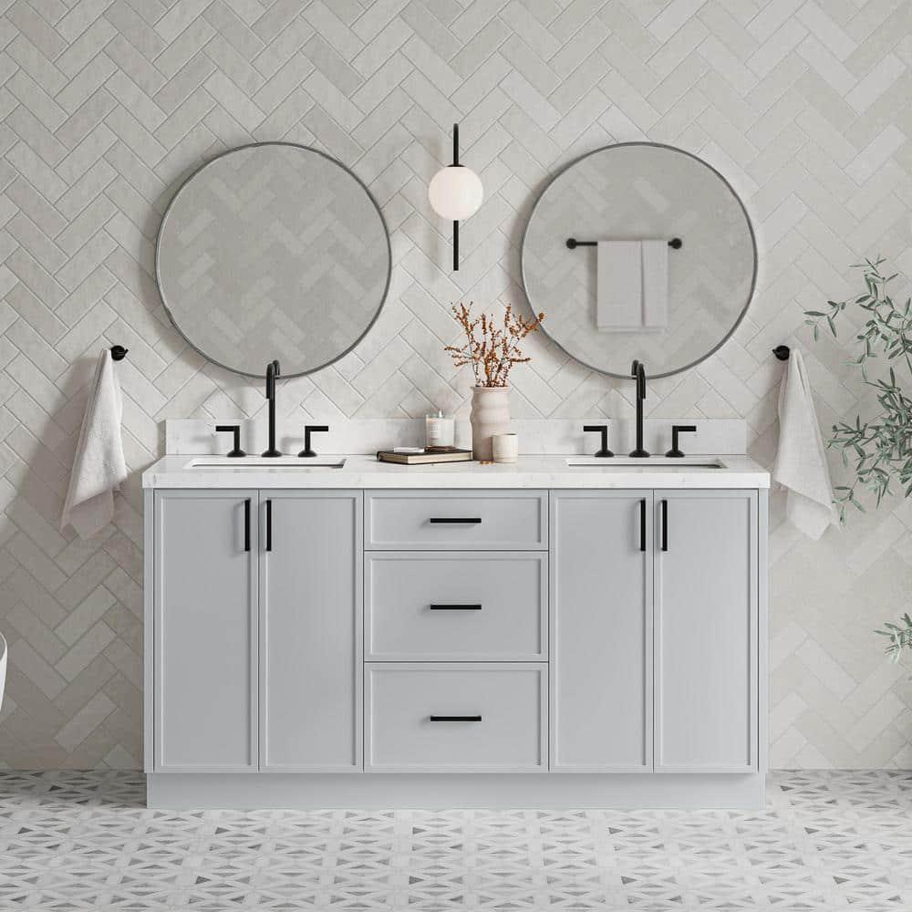 Ariel Kelley 66 Inch Double Sink Base Cabinet In Oak