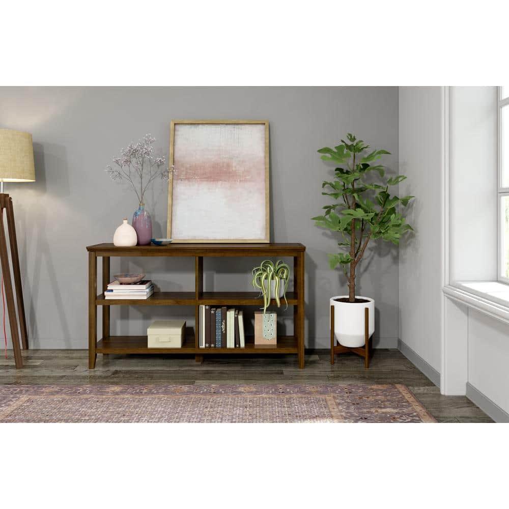 HomeRoots Brown Solid Wood Double Bookcase
