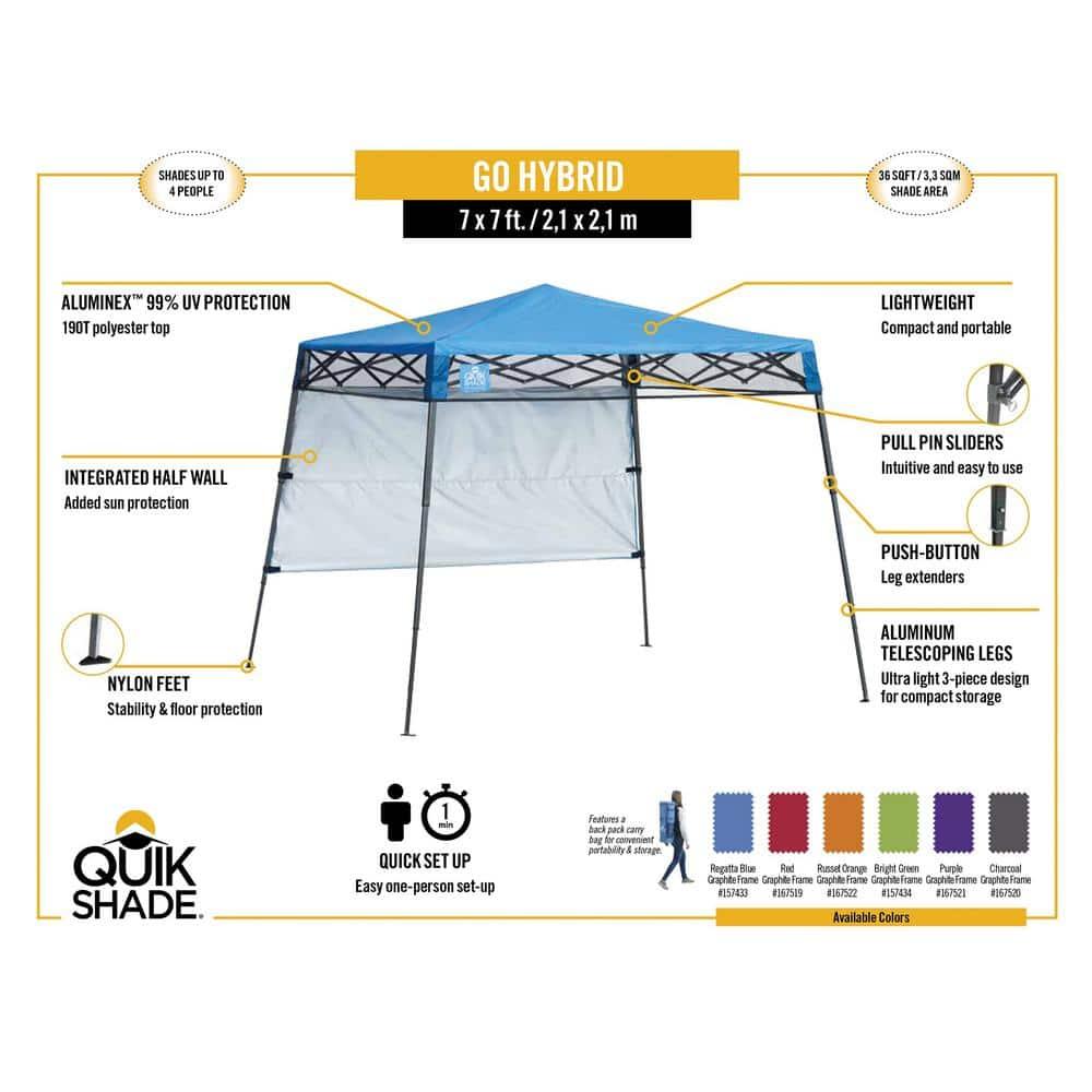 QuikShade Go Hybrid 6 Ft. W x 6 Ft. D Steel Pop-Up Canopy