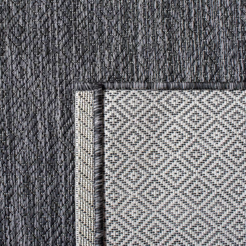SAFAVIEH Courtyard Mitre Geometric Indoor/Outdoor Area Rug, Black/Grey, 6'7" x 6'7" Square