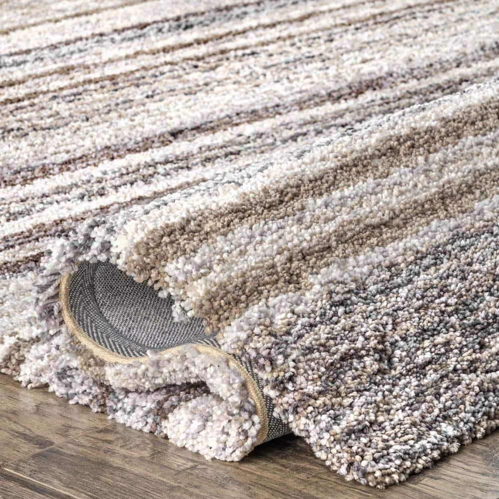 9'x12' Drey Ombre Shag Area Rug Beige/Brown - nuLOOM: Contemporary Tufted Medium Pile Indoor Rug