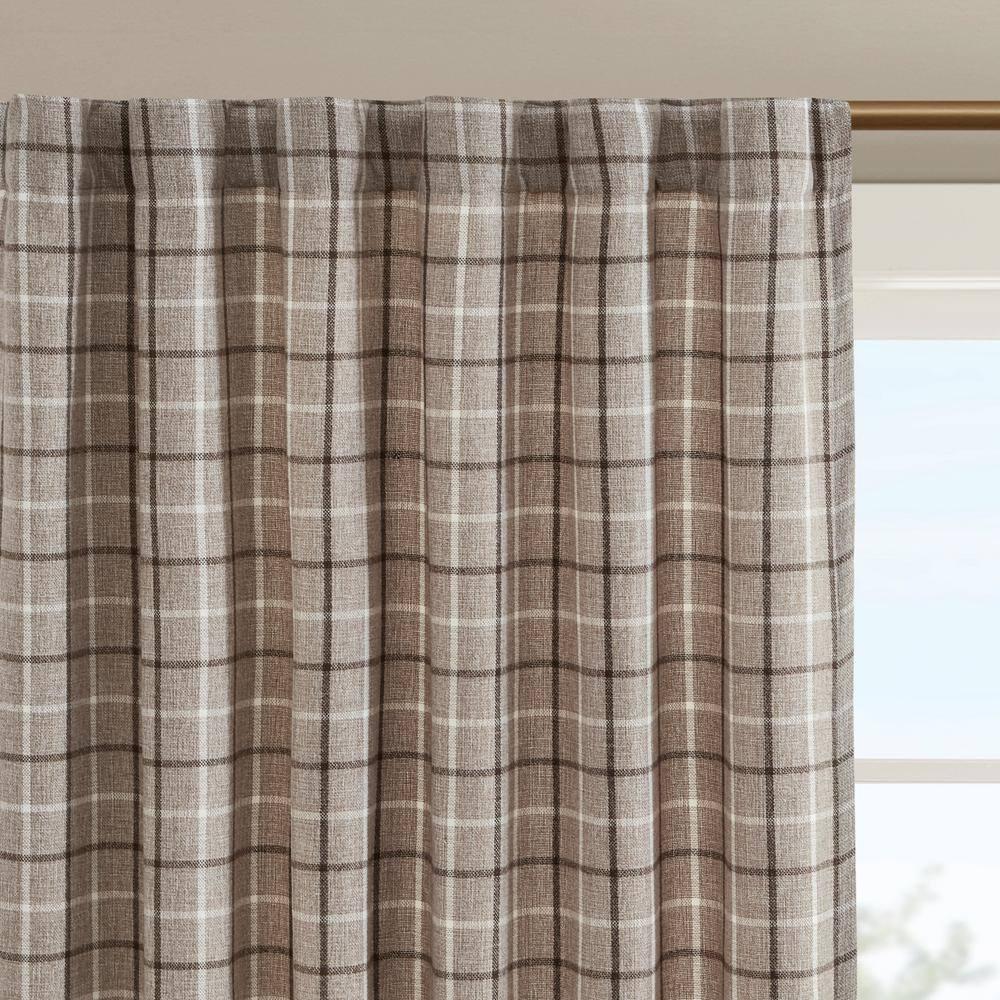 Anaheim Woven Plaid Room Darkening Thermal Fleece Lined Single Curtain Panel