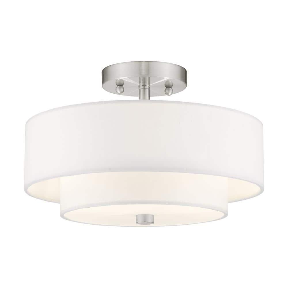 Livex Lighting Claremont 2 - Light Semi-Flush Mount in  Brushed Nickel