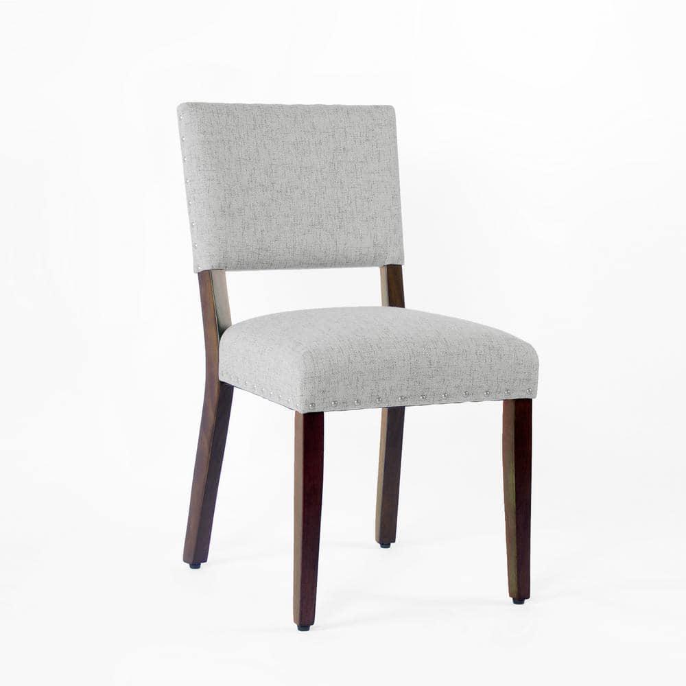 Set of 2 Stripe Dining Chairs Gray Woven - HomePop: Upholstered, Nailhead Trim, Farmhouse Style