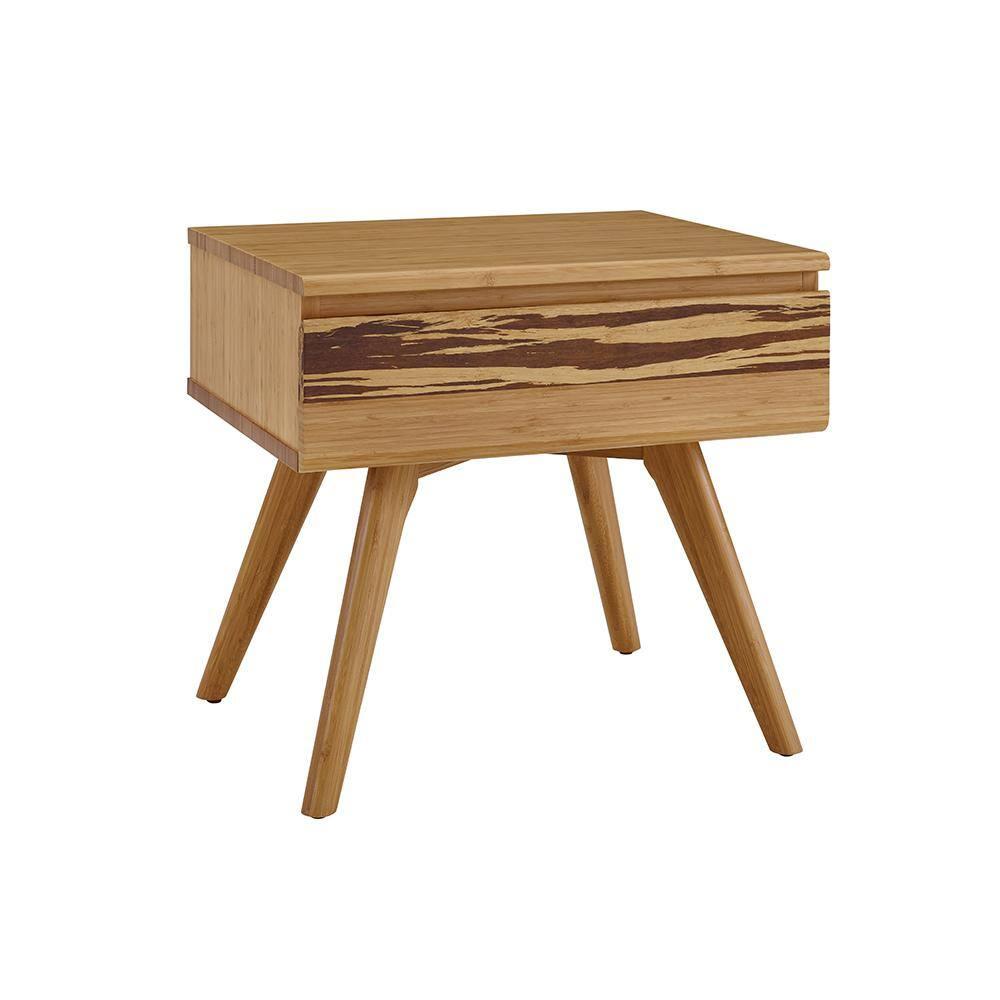 Azara Caramelized Bamboo Nightstand with Tiger Accents