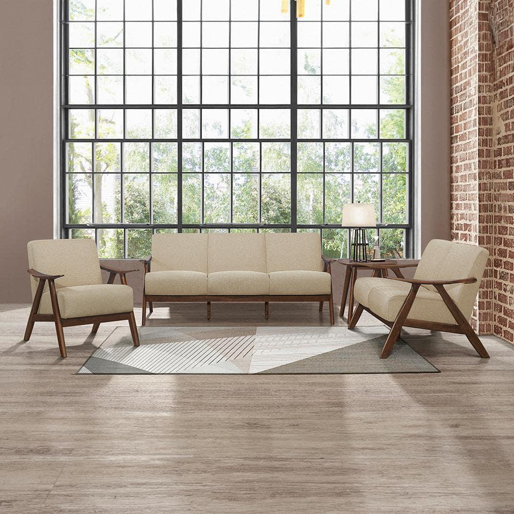 Lexicon Damala Collection Retro Inspired Wood Frame Accent Chair, Light Brown