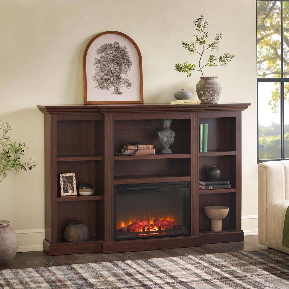 Red Barrel Studio® Traditional 70” Mantel Fireplace with Open Shelving